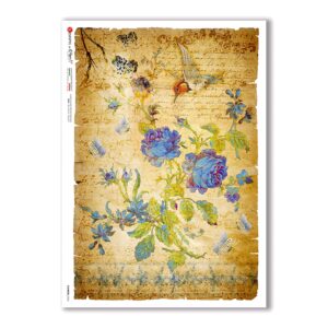FLOWERS-0342. Carta di riso fiori per decoupage.