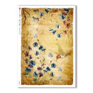FLOWERS-0343. Carta di riso fiori per decoupage.