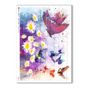 FLOWERS-0345. Carta di riso fiori per decoupage.