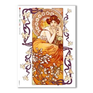 NOUVEAU-0017. Carta di riso art nouveau per decoupage.