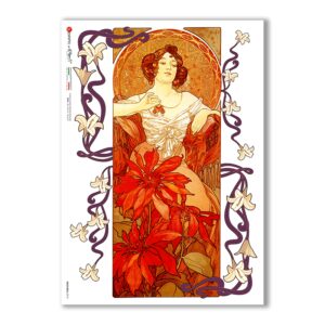 NOUVEAU-0018. Carta di riso art nouveau per decoupage.