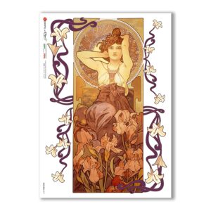 NOUVEAU-0019. Carta di riso art nouveau per decoupage.