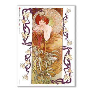 NOUVEAU-0020. Carta di riso art nouveau per decoupage.
