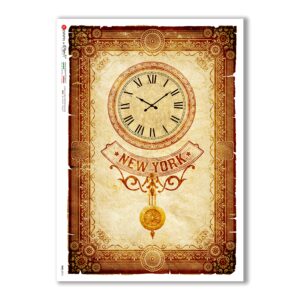 TIME-0015. Carta di riso orologi per decoupage.
