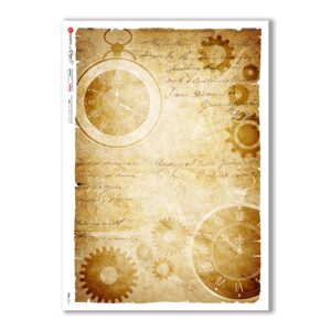 TIME-0016. Carta di riso orologi per decoupage.