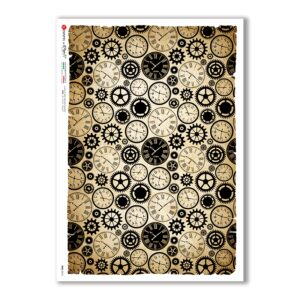 TIME-0018. Carta di riso orologi per decoupage.