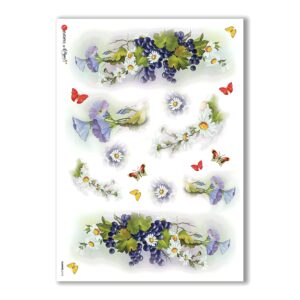 FLOWERS-0115. Carta di riso fiori per decoupage.