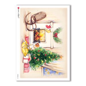 CHRISTMAS-0136. Carta di riso Natale per decoupage.