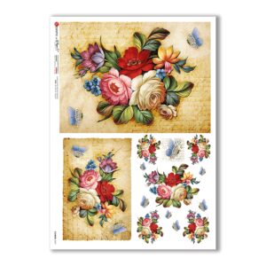 FLOWERS-0347. Carta di riso fiori per decoupage.
