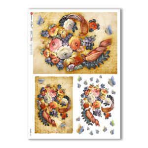 FLOWERS-0348. Carta di riso fiori per decoupage.