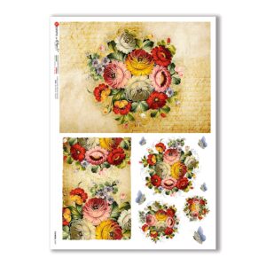FLOWERS-0349. Carta di riso fiori per decoupage.