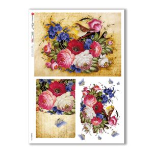 FLOWERS-0350. Carta di riso fiori per decoupage.