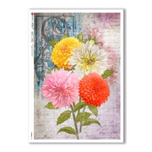FLOWERS-0352. Carta di riso fiori per decoupage.