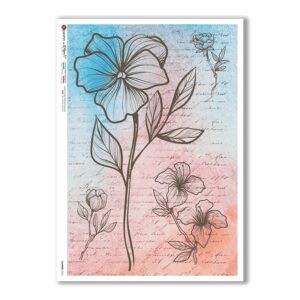 FLOWERS-0353. Carta di riso fiori per decoupage.