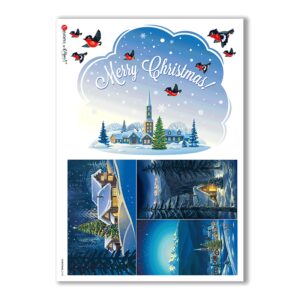 CHRISTMAS-0198. Carta di riso Natale per decoupage.