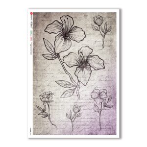 FLOWERS-0354. Carta di riso fiori per decoupage.