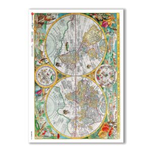 OLD-MAPS-0036. Carta di riso mappe antiche per decoupage.