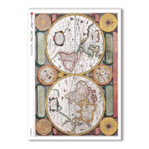 OLD-MAPS-0037. Carta di riso mappe antiche per decoupage.