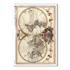 OLD-MAPS-0038. Carta di riso mappe antiche per decoupage.