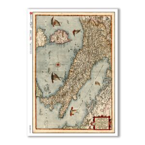 OLD-MAPS-0039. Carta di riso mappe antiche per decoupage.