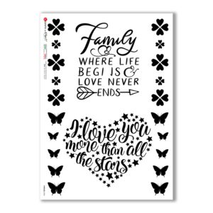 PHRASES-0030-UK. Carta di riso frasi per decoupage.