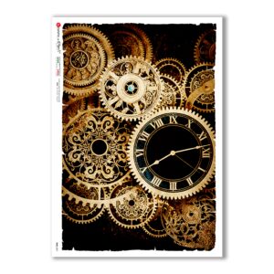 TIME-0021. Carta di riso orologi per decoupage.