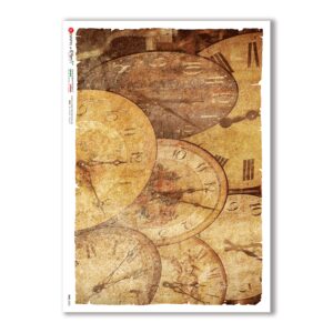 TIME-0022. Carta di riso orologi per decoupage.