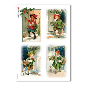 CHRISTMAS-0209. Carta di riso vittoriana Natale per decoupage.