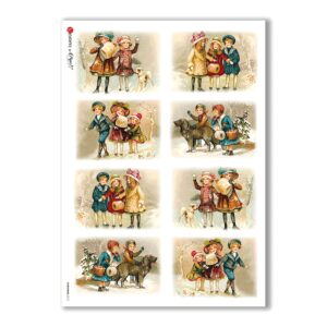 CHRISTMAS-0212. Carta di riso vittoriana Natale per decoupage.