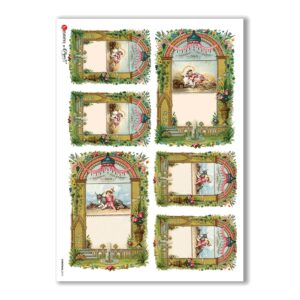 CHRISTMAS-0213. Carta di riso vittoriana Natale per decoupage.