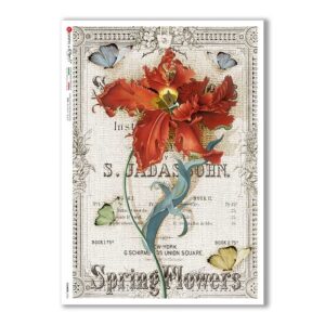FLOWERS-0356. Carta di riso fiori per decoupage.
