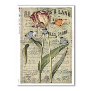 FLOWERS-0357. Carta di riso fiori per decoupage.