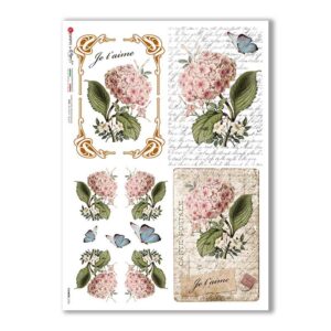 FLOWERS-0360. Carta di riso fiori per decoupage.