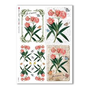 FLOWERS-0362. Carta di riso fiori per decoupage.