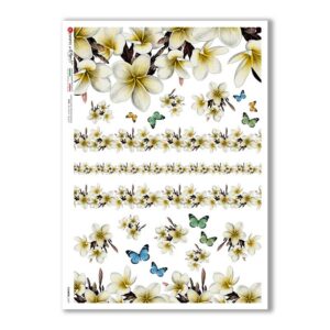 FLOWERS-0369. Carta di riso fiori per decoupage.