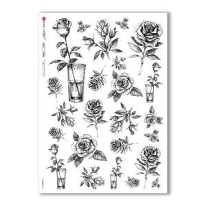 FLOWERS-0370. Carta di riso fiori per decoupage.