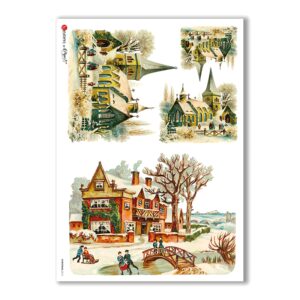 CHRISTMAS-0215. Carta di riso vittoriana Natale per decoupage.