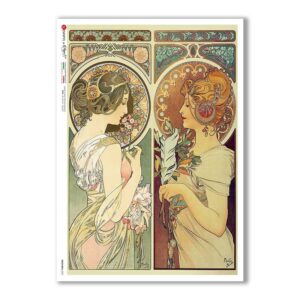 NOUVEAU-0021. Carta di riso art nouveau per decoupage.