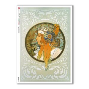 NOUVEAU-0022. Carta di riso art nouveau per decoupage.