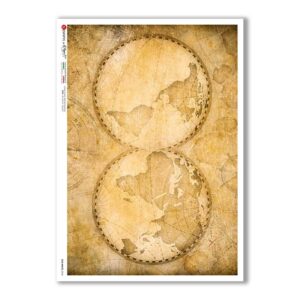 OLD-MAPS-0040. Carta di riso mappe antiche per decoupage.