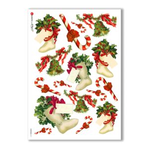 CHRISTMAS-0217. Carta di riso vittoriana Natale per decoupage.