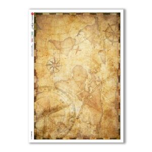 OLD-MAPS-0041. Carta di riso mappe antiche per decoupage.