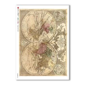 OLD-MAPS-0043. Carta di riso mappe antiche per decoupage.