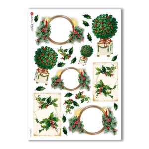 CHRISTMAS-0218. Carta di riso vittoriana Natale per decoupage.