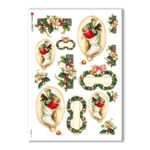 CHRISTMAS-0219. Carta di riso vittoriana Natale per decoupage.