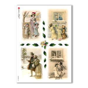 CHRISTMAS-0220. Carta di riso vittoriana Natale per decoupage.