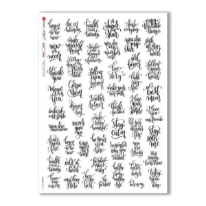PHRASES-0034-UK. Carta di riso frasi per decoupage.
