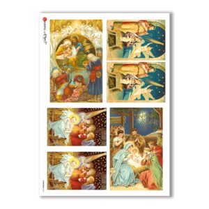 CHRISTMAS-0221. Carta di riso vittoriana Natale per decoupage.