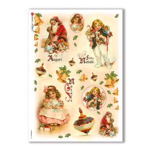 CHRISTMAS-0222. Carta di riso vittoriana Natale per decoupage.