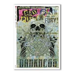 SKULL-0013. Carta di riso teschi per decoupage.